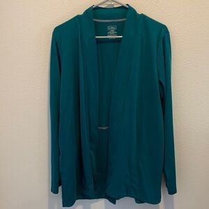 L. L. Bean Womens Light Emerald Green Sweater. Open front. Side pockets. Size L.